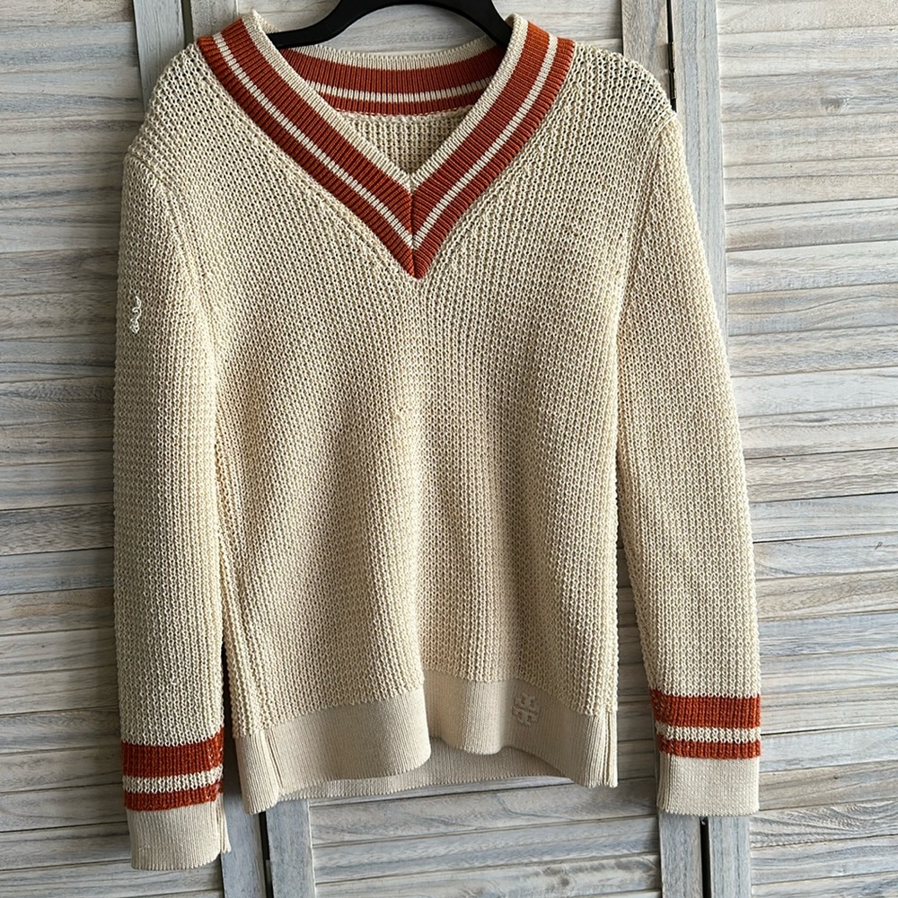 Tory Burch V-neck sweater callout see video